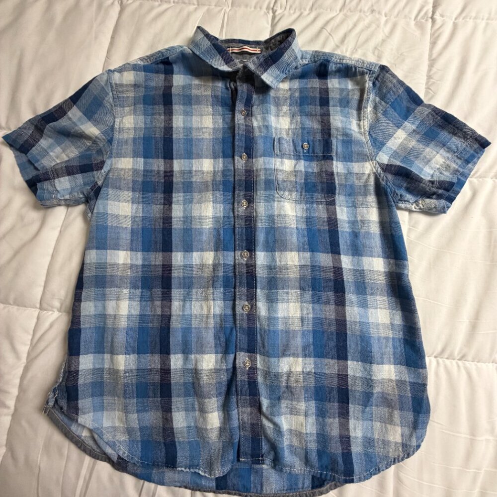 Tommy Bahama Island Crafted 100% Cotton Shirt Size Large Short Sleeve Button Dow